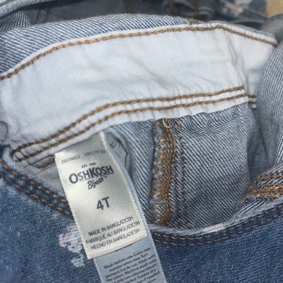 OshKosh B’Gosh overalls with floral print girls baby size 4T jeans denim - Picture 7 of 7
